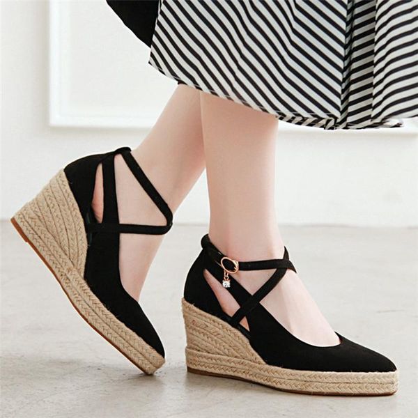 

dress shoes agodor women wedges pumps espadrilles for high heels platform ankle strap black brown big size