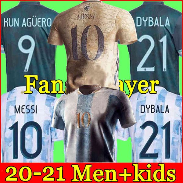 

soccer argentina jersey 20 21 copa home away football shirt 2020 2021 messi dybala aguero lo celso martinez tagliafico men + kids kit unifor, Black