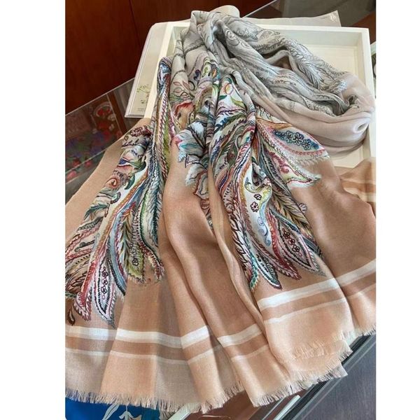 

scarves paisley print 100% cashmere scarf pashmina luxury lightweight winter foulard 2021 design 200*100cm, Blue;gray