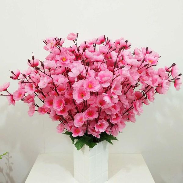 

decorative flowers & wreaths 7 forks artificial peach blossom diy floral fake for wedding party supply home garden farmhouse decoration