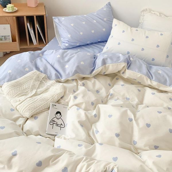

bedding sets simple cartoon four-piece suit of cotton bed supplies children's cute girlish heart love printed sheet quilt cover