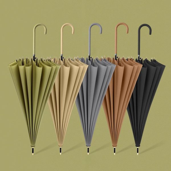 

umbrellas 16 bone straight handle rain umbrella fresh long reinforce wind resistant daily colorful