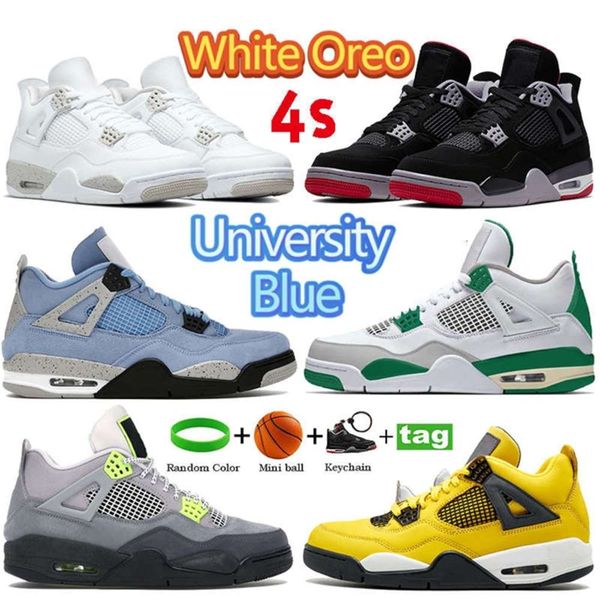 

fashion 4 4s basketball shoes white university blue bred pure money cactus jack trainers tour yellow metallic green purple men wo yuduojiaju