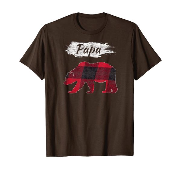 

mens buffalo plaid papa bear matching family pajama shirt, White;black