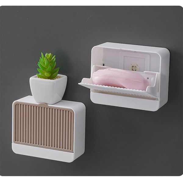 

soap dishes wall-mounted bathroom dish creative box plastic drain rack multifunctional storage accessories