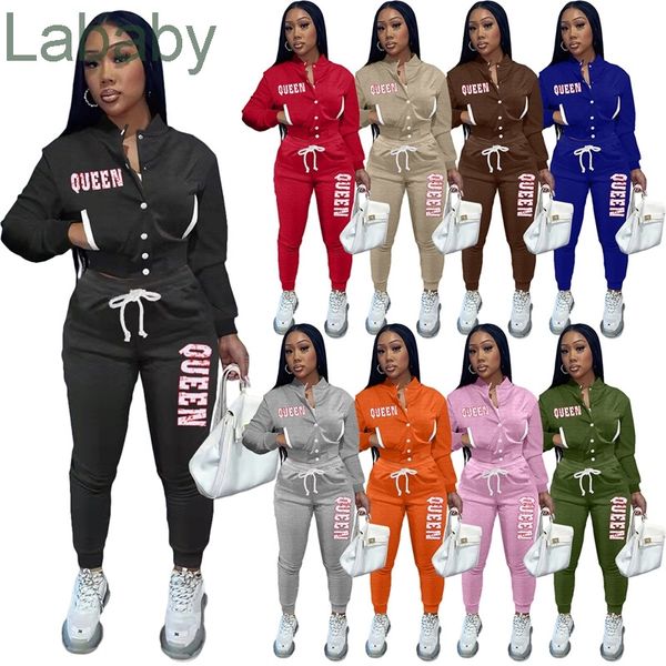 2022 Donne da baseball Tracksuits Giacca Set Single Breasted Peluche Maglione Lettera stampata Manica lunga Pantaloni a maniche lunghe Pantaloni da donna Sweatsuits