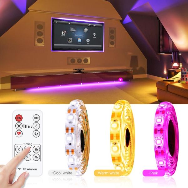 

strips 0.5-5m dc 5v tv kitchen led tape super bright smd2835 dimmable switch button cool white/warm white/pink usb strip flexible light
