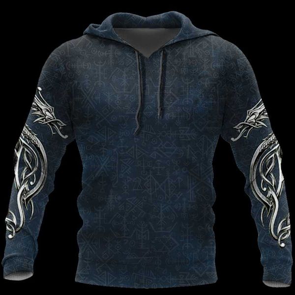 

men's hoodies & sweatshirts viking dragon 3d all over print mens hoodie sweatshirt for men/women spring/autumn casual pullover zipper, Black