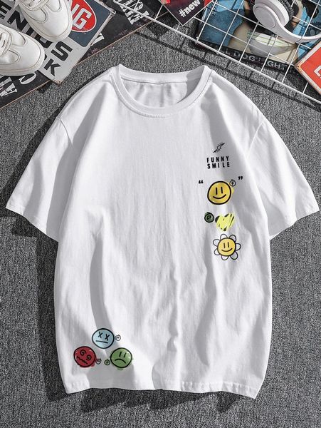 

men cartoon and letter graphic tee r4yx#, White;black