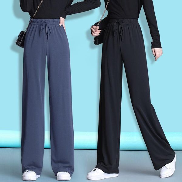 

women's pants & capris -5xl plus size casual women trousers 2021 autumn winter fashion loose wide leg thicken high waist female, Black;white