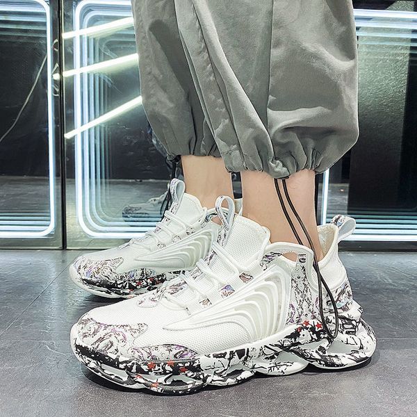 

mens shoes summer mesh breathable clunky sneakers ins versatile mens korean-style trendy height increasing leisure floral sneakers