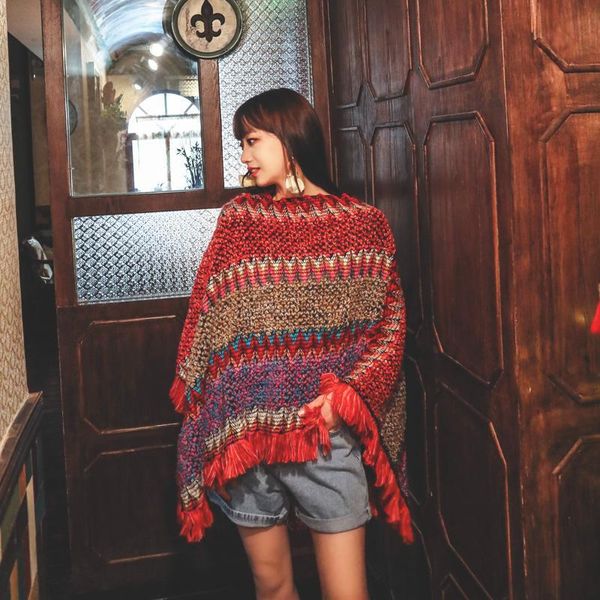 

scarves video scene shooting in xinjiang, tibet northwest china tourism po national wind cape thickening pullovers cloak, Blue;gray