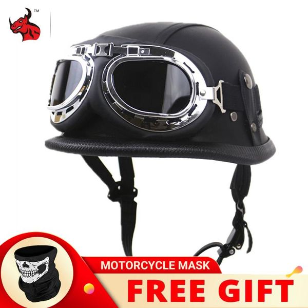 

motorcycle helmets summer helmet leather vintage casco moto open face retro half chopper biker pilot dot