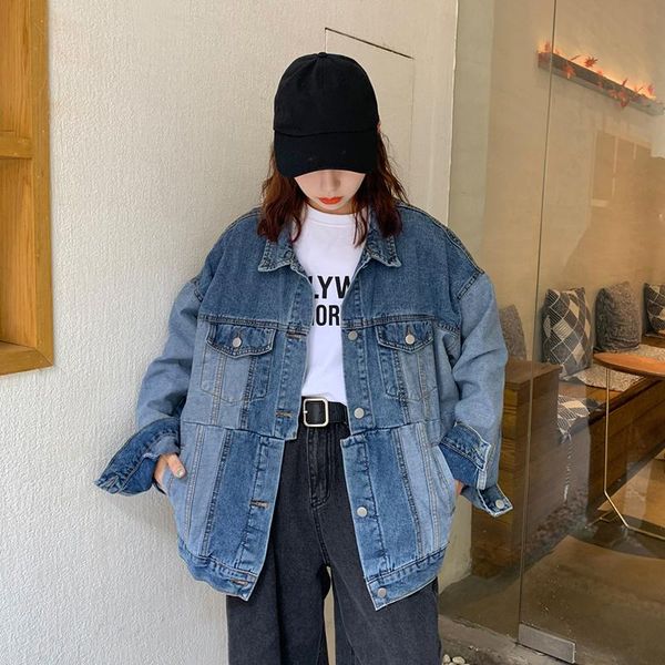 

women's jackets fried street denim jacket for women autumn and winter style loose all-matching long sleeve design bfstyle workwear, Black;brown