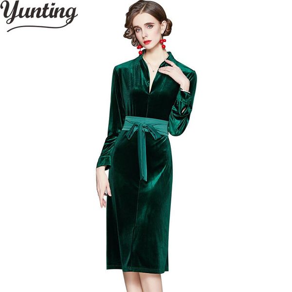 

arrival runway womens velvet dresses spring women party dress vestidos mujer casual, Black;gray