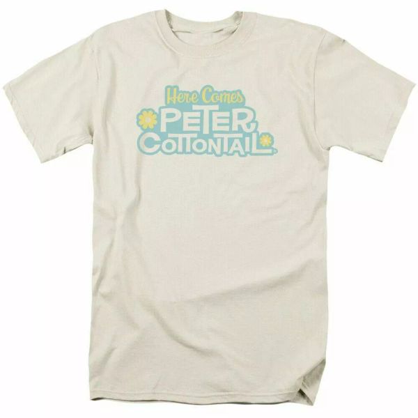 

here comes peter cottontail logo t shirt mens licensed movie tee cream, White;black