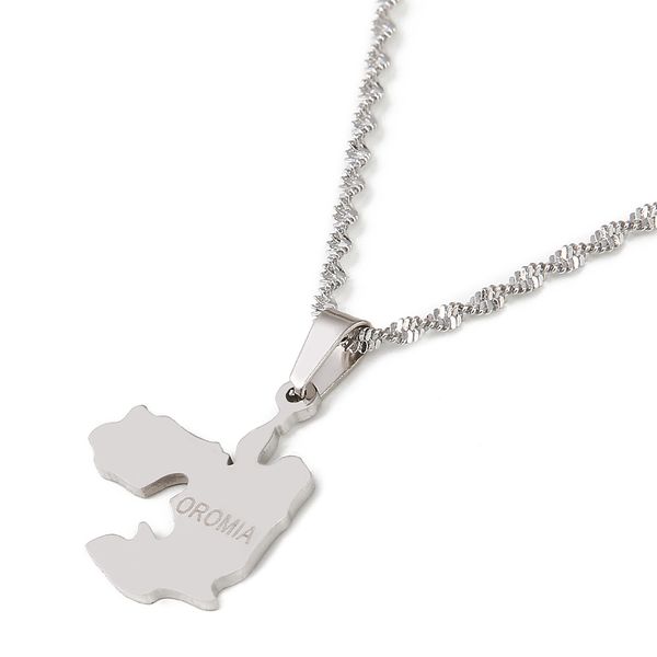 

silver plated ethiopia oromia map pendant necklaces for women oromo jewelry gifts