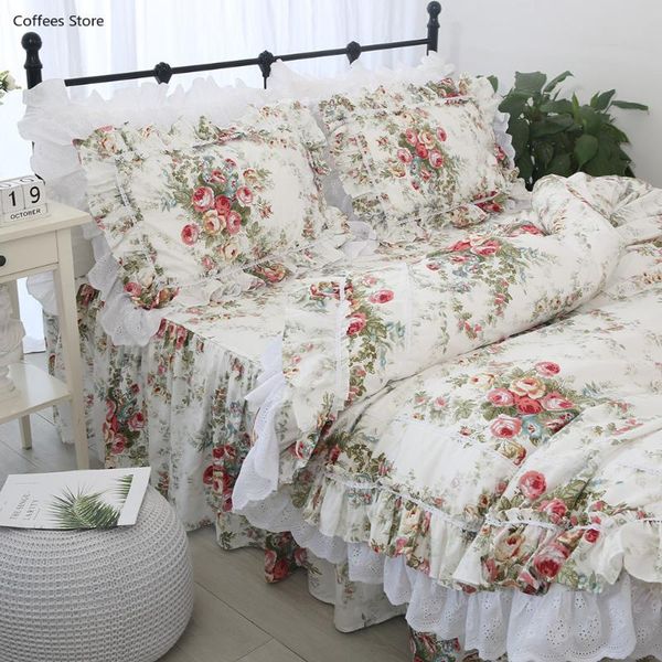 

bedding sets set warm cotton versatile floral group flower quilt cover pillow case pastoral princess bedspread article hm-15f