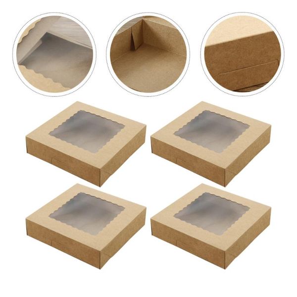 

gift wrap 5pcs creative paper cake case dessert baking box simple light brown