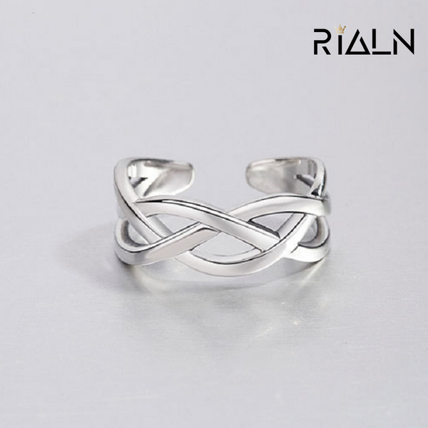 

cluster rings simple fashion style 925 sterling silver cross braided handmade ring female niche design superimposed adjustable, Golden;silver
