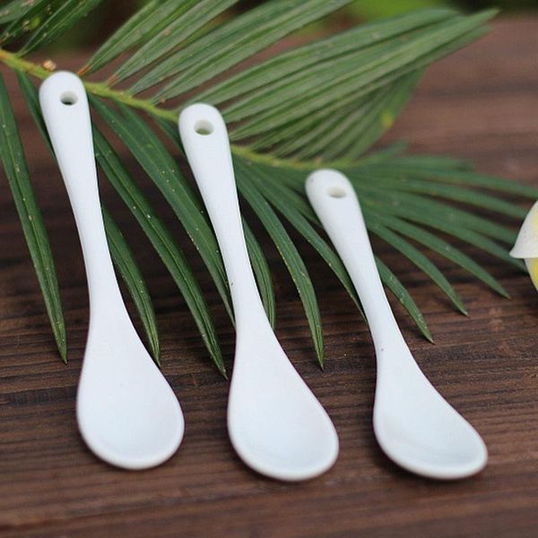 

spoons household chinese style translucent ceramic pure white coffee mixing spoon simple modern home kitchen supplies
