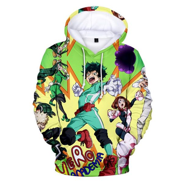 

men's hoodies & sweatshirts spring autumn anime my hero academia 3d men women kids cartoon clothes jackets boys/girls long sleeve, Black