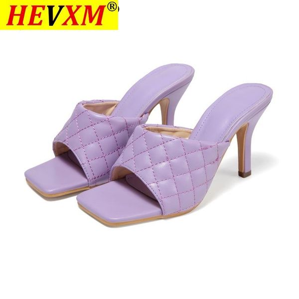 

summer square toe women slippers fashion thin heeled ladies mules elegant female high heels outside slides sandals 42, Black