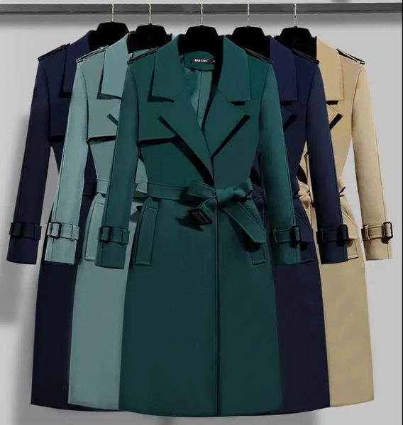 

women's trench coats women autumn & winter classic long coat female vintage elegant outerwear, Tan;black