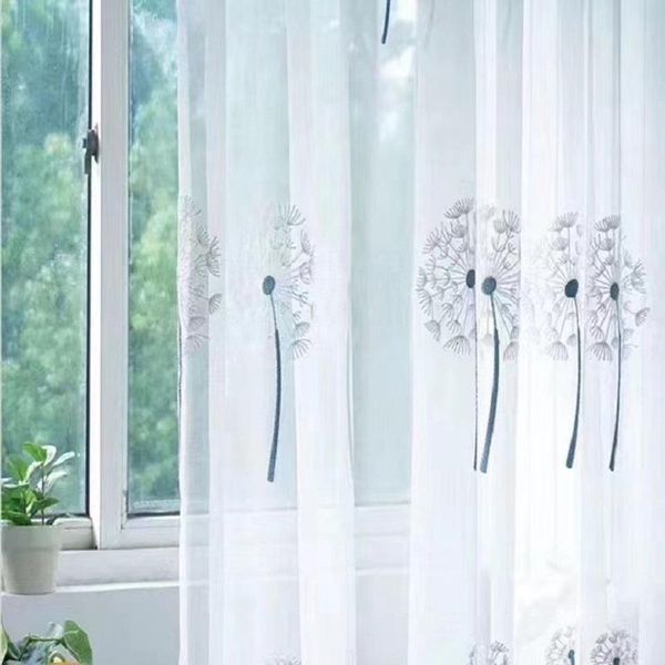 

embroidered dandelion floral tulle sheer curtains for living room voile window bedroom children organza d curtain & drapes