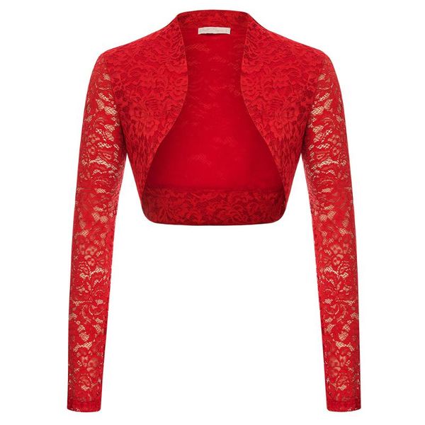 

ladies women cropped lace long sleeve shrug bolero jacket cardigan women's jackets, Black;brown