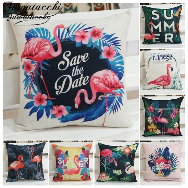 

cushion/decorative pillow fuwatacchi summer flamingo cushion covers tropical plants throw case sofa bed home square decorative cover fashion