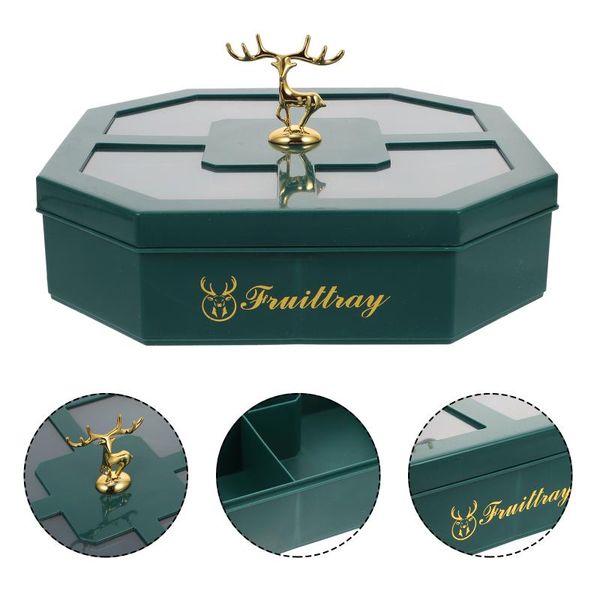 

storage drawers 1pc decorative food tray plate candy multi-grid (green)