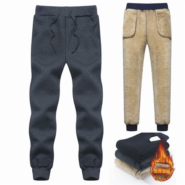 Marke Herren Wolle Hosen Samt Kaschmir Dicke Fleece Jogger Winter Super Warme Hose Schwergewicht Hosen Jogginghose 210715