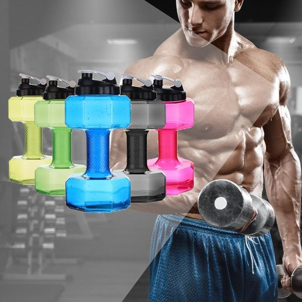 

water bottle 2.5l outdoor fitness bicycle bike flask camping dumbbells shaped plastic big large capacity gym sports for