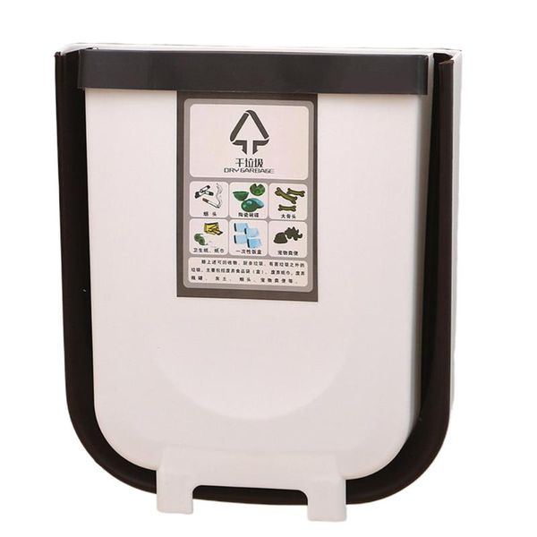 

hanging baskets kitchen folding trash can cabinet door wall-mounted thickened storage bucket plastic push type long tube