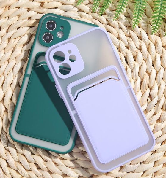 

cell phone pouches skin feel transparent card slot case for iphoen 12 pro max 11 xs wallet matte coque xr 8 plus cover funda