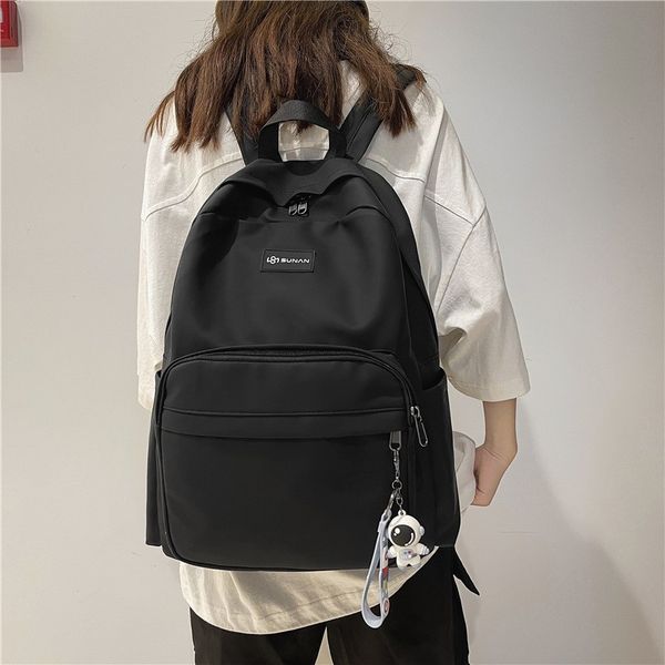 

fashion women man backpack trend solid color school bag for girls boys large-capacity waterproof student