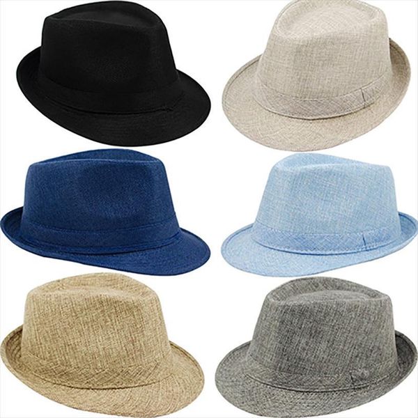 

mens womens summer beach hat sun screen linen fedoras outdoor travel hats arrival, Blue;gray