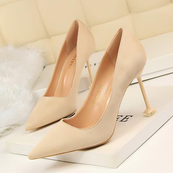 

dress shoes fashion women's high heels shallow office arrival solid flock pointed toe women pumps super 9 colors, Black