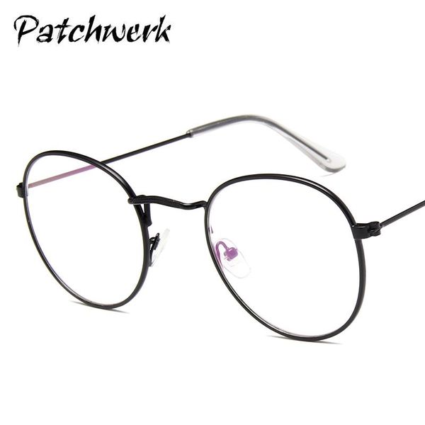 

fashion sunglasses frames designer round glasses frame woman men retro myopia optical metal clear lens, Black