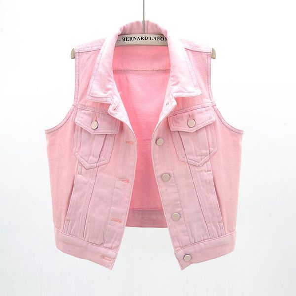 

women's vests spring autumn denim vest women korean wild short pink waistcoat sleeveless jacket fashiodenim, Black;white