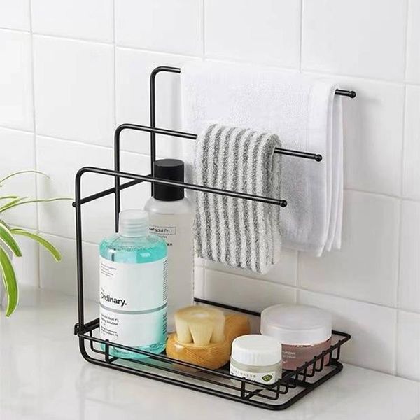 

hooks & rails shelf kitchen rag sponge storage rack household multifunction wall-mounted dishwashing drain faucet