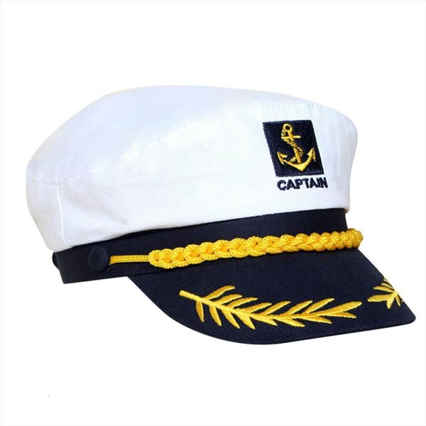 

1pc white hats yacht captain navy marine skipper ship sailor military nautical hat cap costume adults party fancy dress, Blue;gray