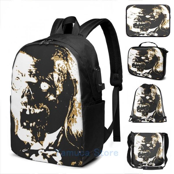 

backpack funny graphic print the crypt usb charge men school bags women bag travel laptop
