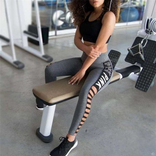 

women's leggings 2021 european and american style selling side black white letters printed yoga pants female waist elastic cross tig