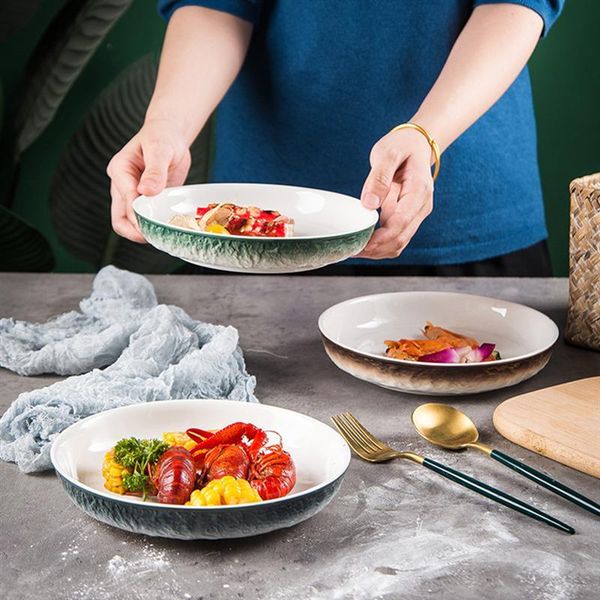 

dishes & plates 1pc tableware ceramic plate household assiette ceramica round dish