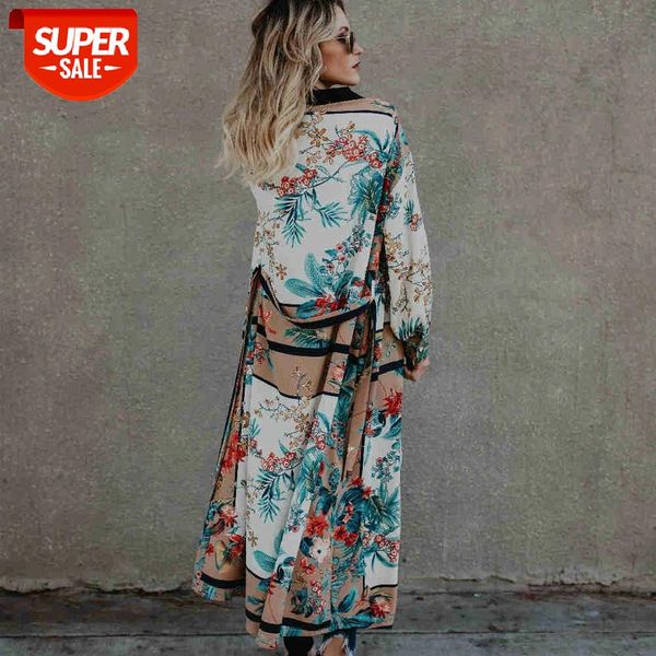 

bikini cover-ups boho printed belted long kimono cardigan white cotton tunic women vintage beach wear swim suit cover up a229 #ou3h, Black;gray