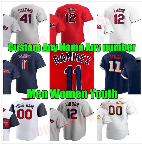 

cleveland men women youth 2021 baseball jerseys francisco lindor jose ramirez roberto perez shane bieber franmil reyes oscar mercado indians, Blue;black