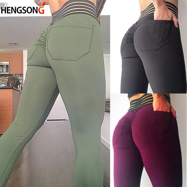 

yoga outfits women sport leggings high waist pants solid color trousers for fitness legging with pockets workout jeggings, White;red