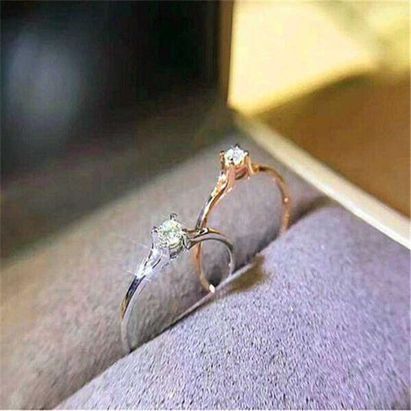 

wedding rings classic rose gold color silver for women engagement ring promise band jewelry, Slivery;golden